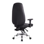 24 hour black leather office chair back view