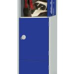 3 door lockers with blue door