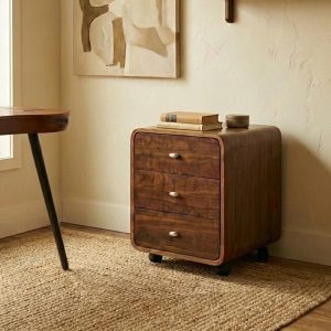 3 drawer desk pedestal walnut