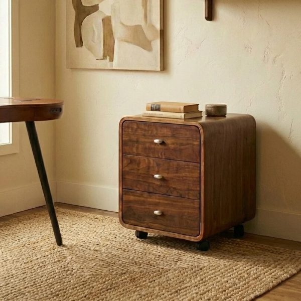 3 drawer desk pedestal walnut
