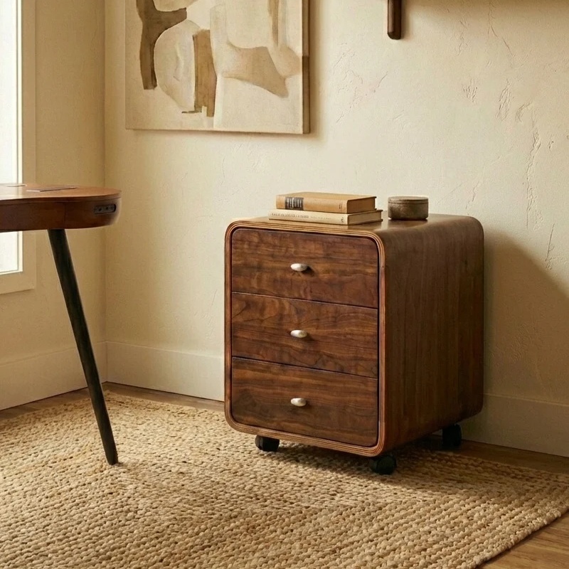 3 drawer desk pedestal walnut