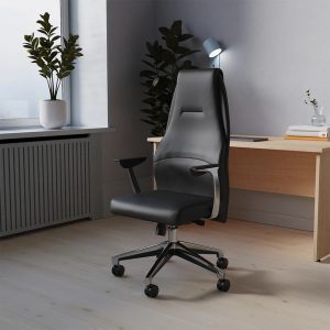 executive office chair in black leather in home office