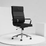 high back executive office chair in black leather