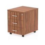 mobile pedestal walnut with 3 drawers