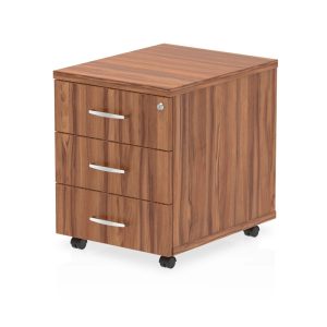 mobile pedestal walnut with 3 drawers