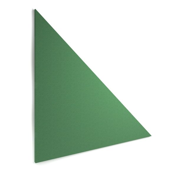 triangular acoustic wall tile in green fabric