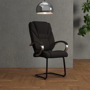 black fabric visitor chair with cantilever frame