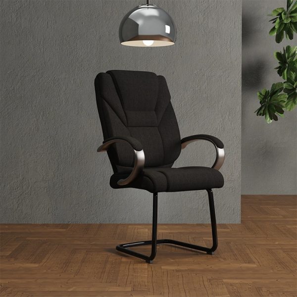 black fabric visitor chair with cantilever frame