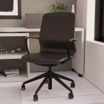 black high back office chair in vegan pu leather in home office