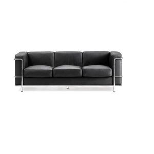 black leather reception sofa