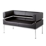 black leather reception sofa 2 seater.