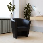 black leather tub chair