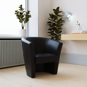 black leather tub chair