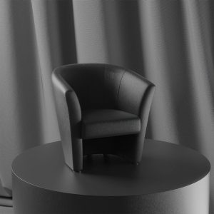 black leather tub chair