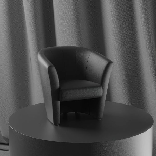 black leather tub chair