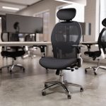 black mesh back office chair in office