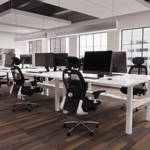 black mesh back office chair in office