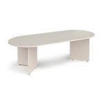 radial end boardroom table in light grey
