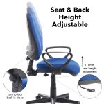 budget operator chair in blue fabric showing adjustments