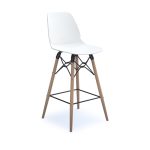 cafe stool white with wood spindle legs