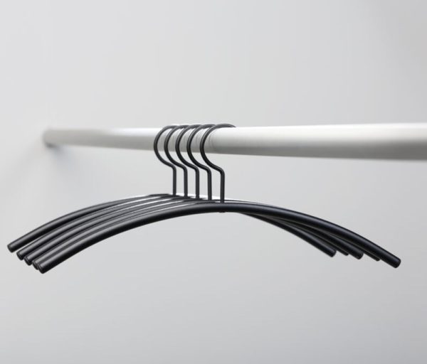 black coat hanger on rail