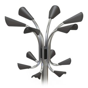coat stand chrome and black hooks