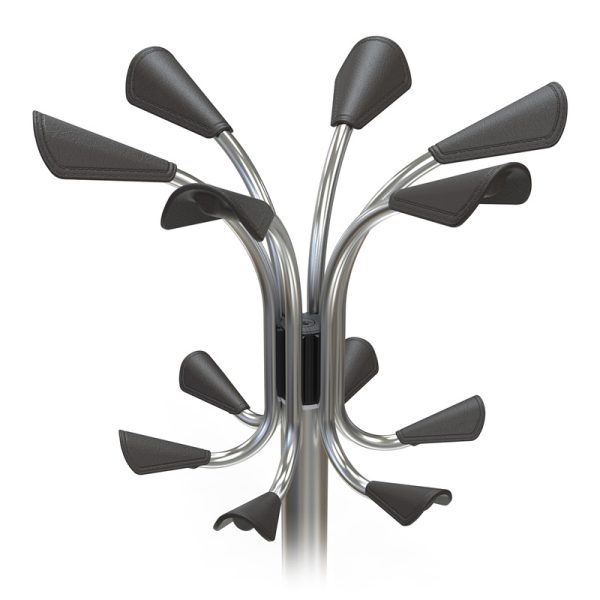 coat stand chrome and black hooks