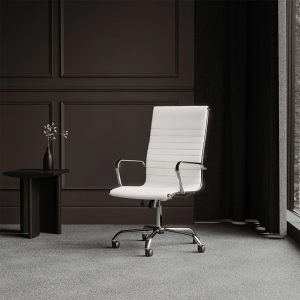 contemporary office chair in white leather in office