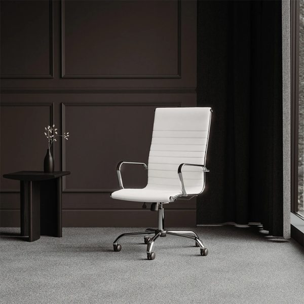 contemporary office chair in white leather in office