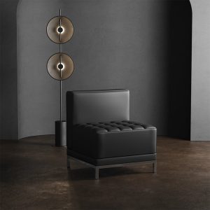 contemporary reception seat in black leather