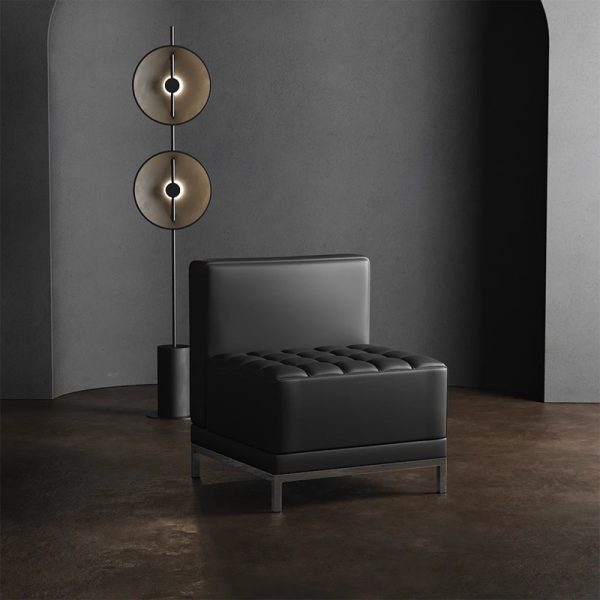 contemporary reception seat in black leather
