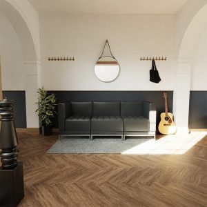 Contemporary reception seat in black leather