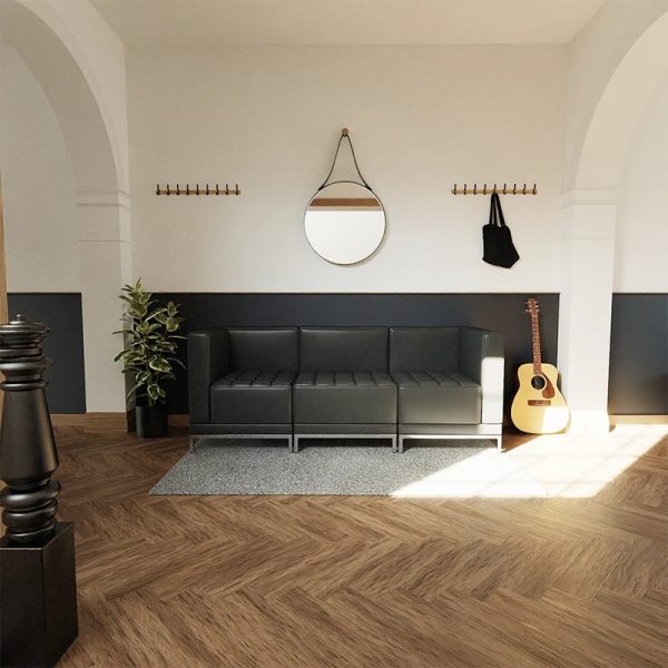 Contemporary reception seat in black leather