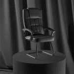deluxe black leather visitor chair with cantilever leg frame
