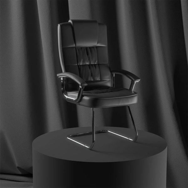 deluxe black leather visitor chair with cantilever leg frame