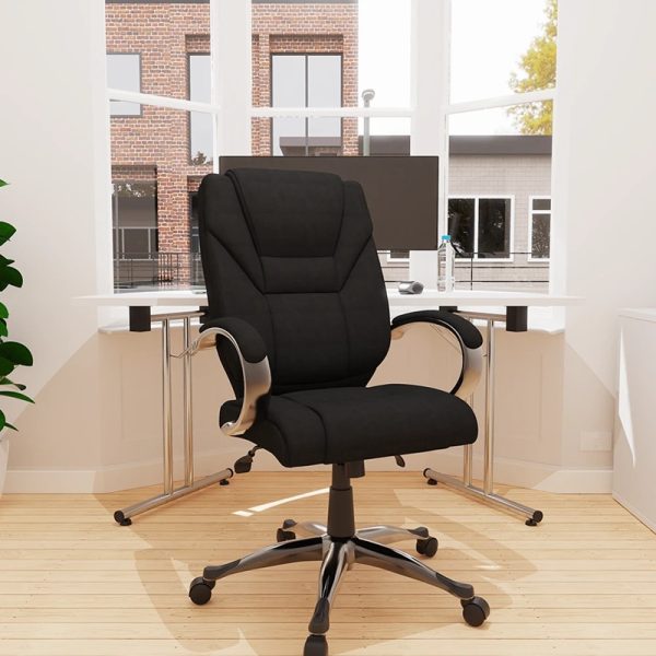 executive office chair in black fabric in office