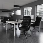 executive office chair in black leather in modern office