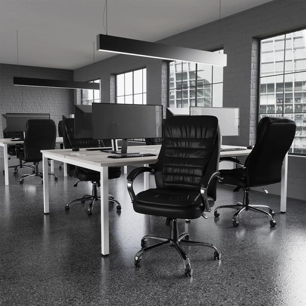 executive office chair in black leather in modern office