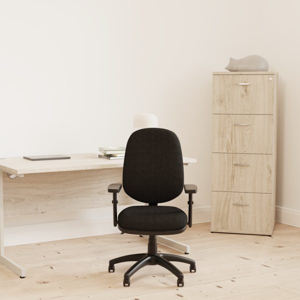 filing cabinet 4 drawer maple in home office by office desk and office chair