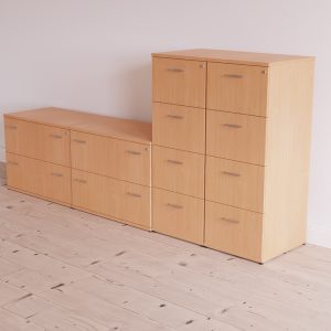 filing cabinets in beech finish with side filers