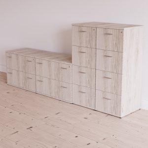 4 drawer filing cabinets in grey oak with side filers