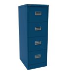 blue filing cabinet with 4 drawers