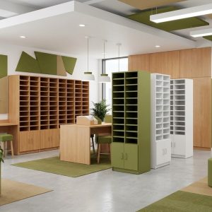 floor standing pigeon holes with cupboard