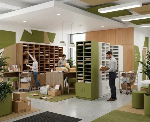 floor standing pigeon hole unit in post room