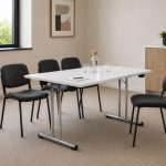folding executive meeting table white in meeting room