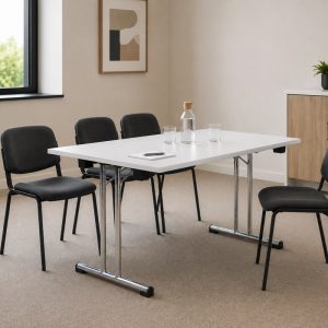 folding executive meeting table white in meeting room