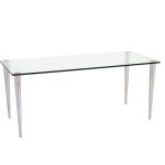 glass desk with clear glass top and chrome leg frame
