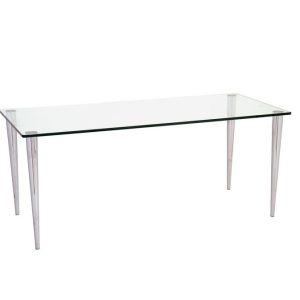 glass desk with clear glass top and chrome leg frame