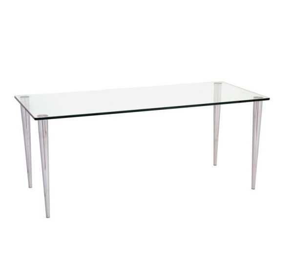 glass desk with clear glass top and chrome leg frame