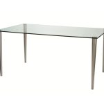 glass desk with clear desk top and matt nickel legs